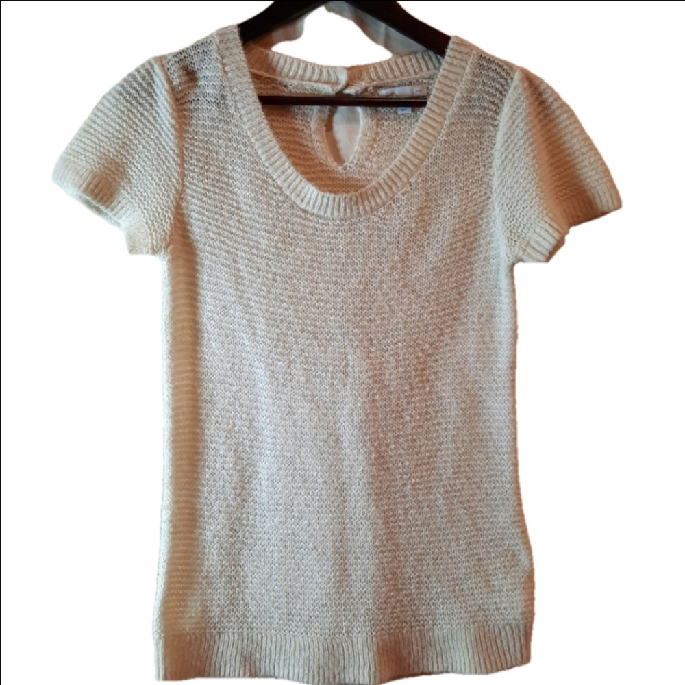 GAP Cream Coloured Short Sleeve Knit Top Size S